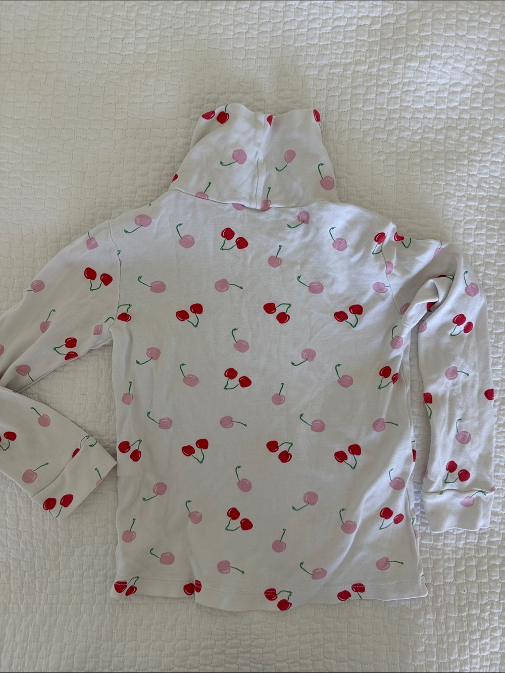 Little English Cherry Print turtleneck - Pink & Red Cherries